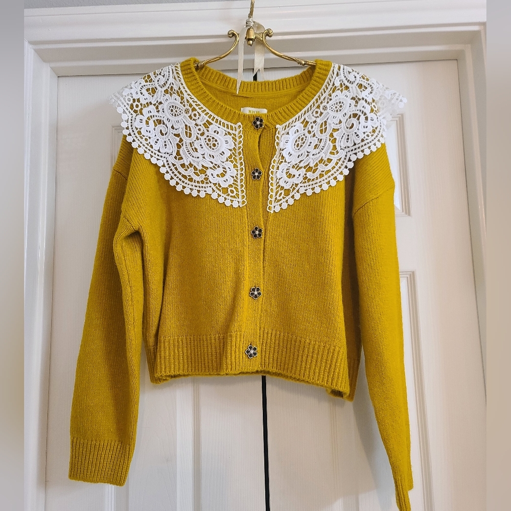 Anthropologie Lace Collar Cardigan